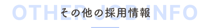 OTHER JOB INFO その他の採用情報